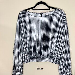 Loft Houndstooth Print Blouse, Size L